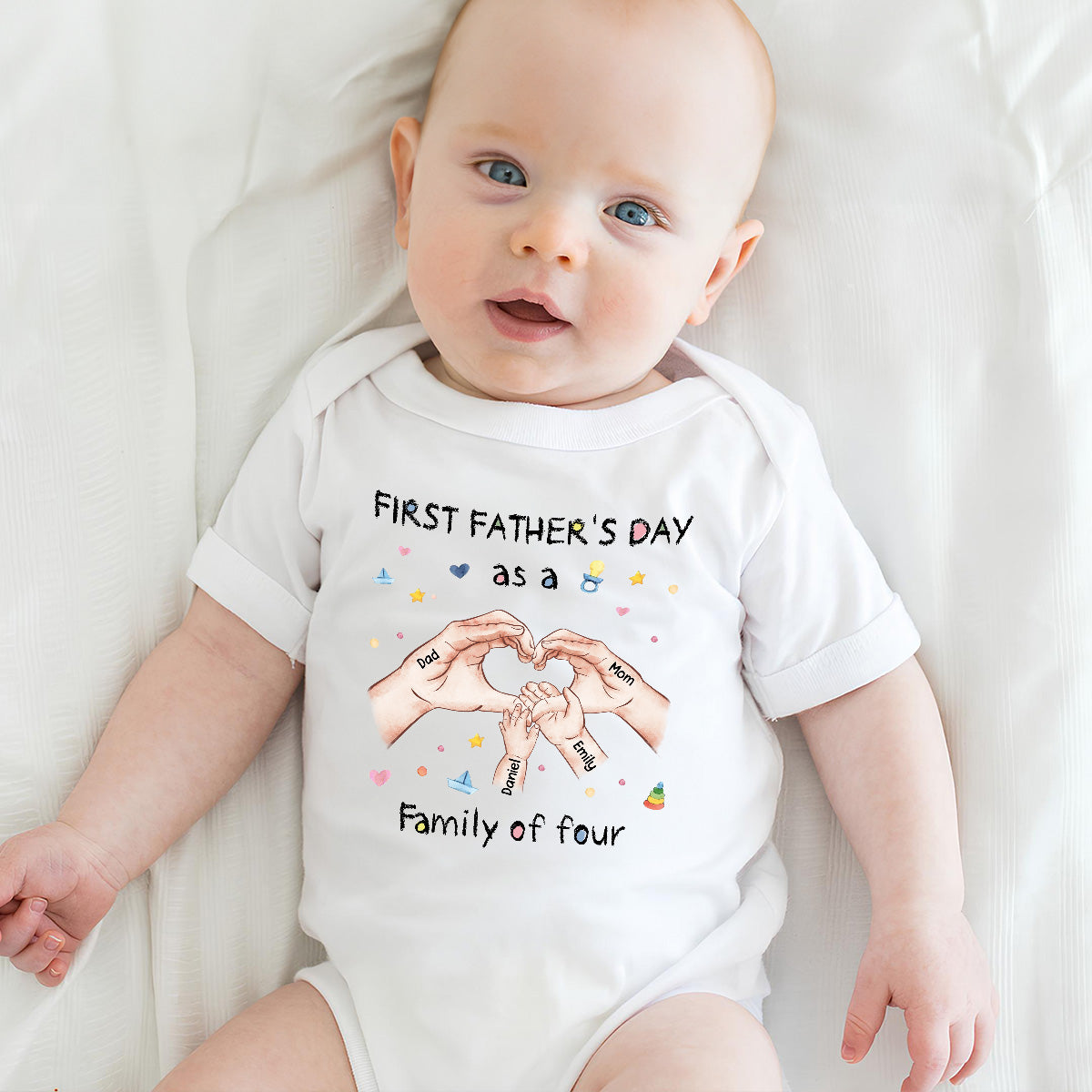 Family Of Three - Personalized Custom Baby Onesie
