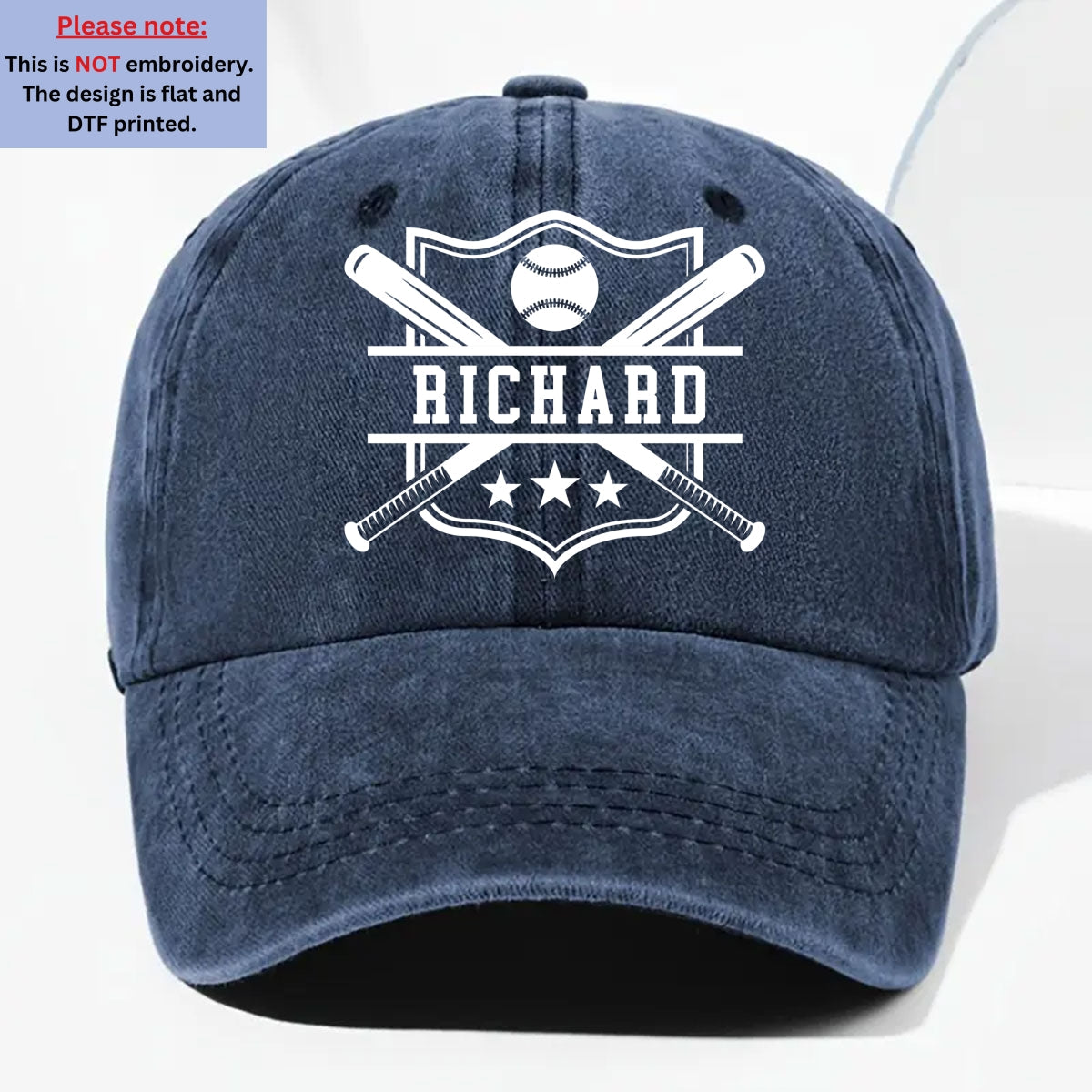 Baseball Kid - Personalized Custom Vintage Washed Denim Cap