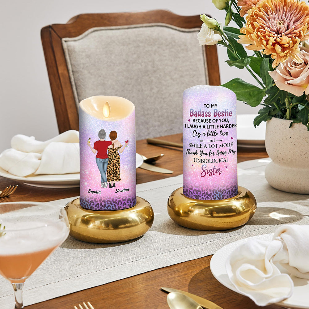 To My Badass Unbiological Sister - Personalized Custom LED Candle