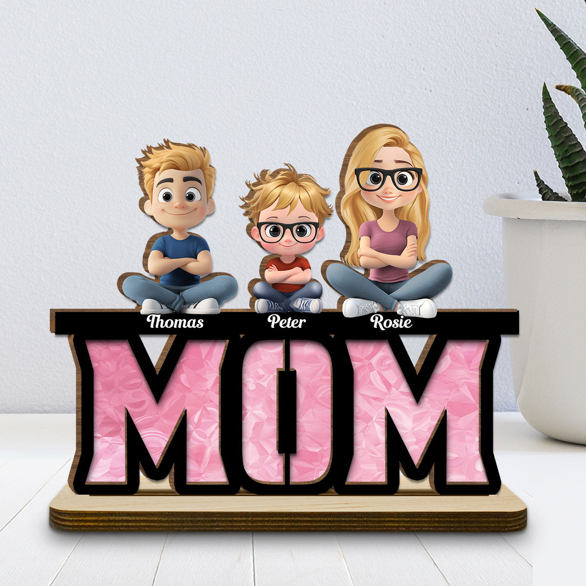 Our Mother, Our Sunshine - Personalized Custom 2-Layer Wood Plaque With Flat Base