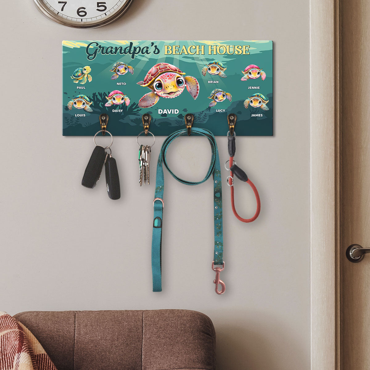 Grandparents Beach House - Personalized Custom Wooden Key Holder