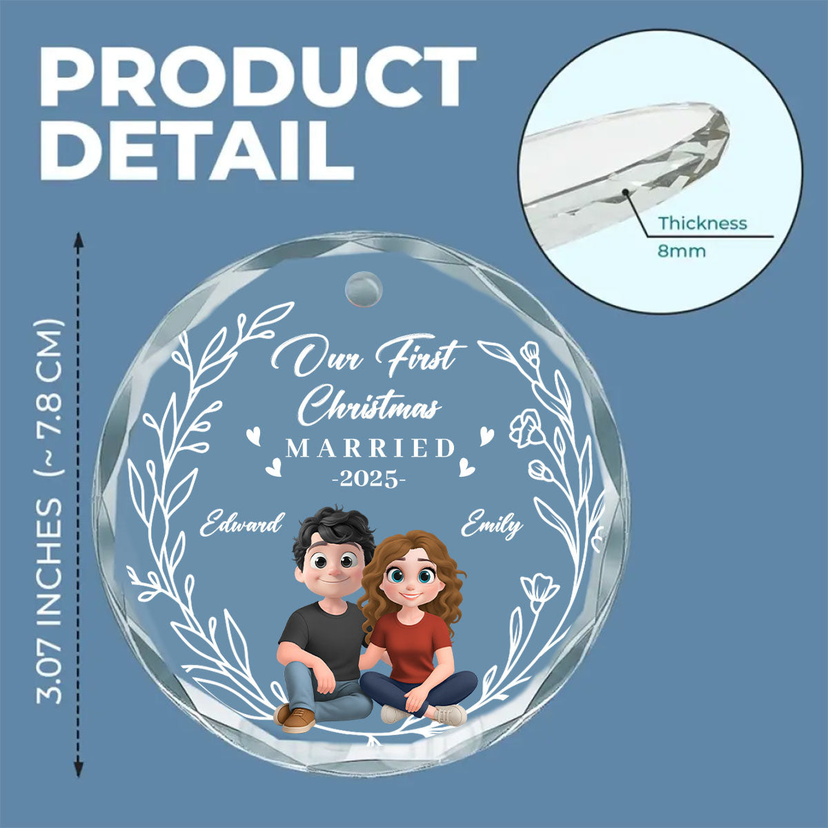 Our First Year As One - Personalized Custom Glass Ornament