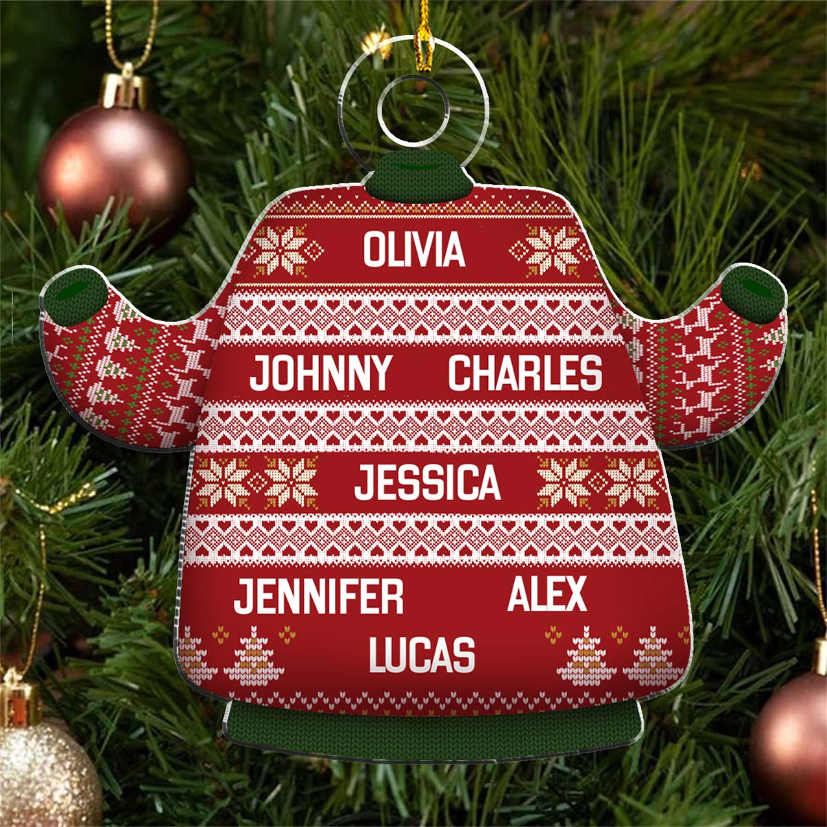 Family Names Festive - Personalized Custom Acrylic Ornament