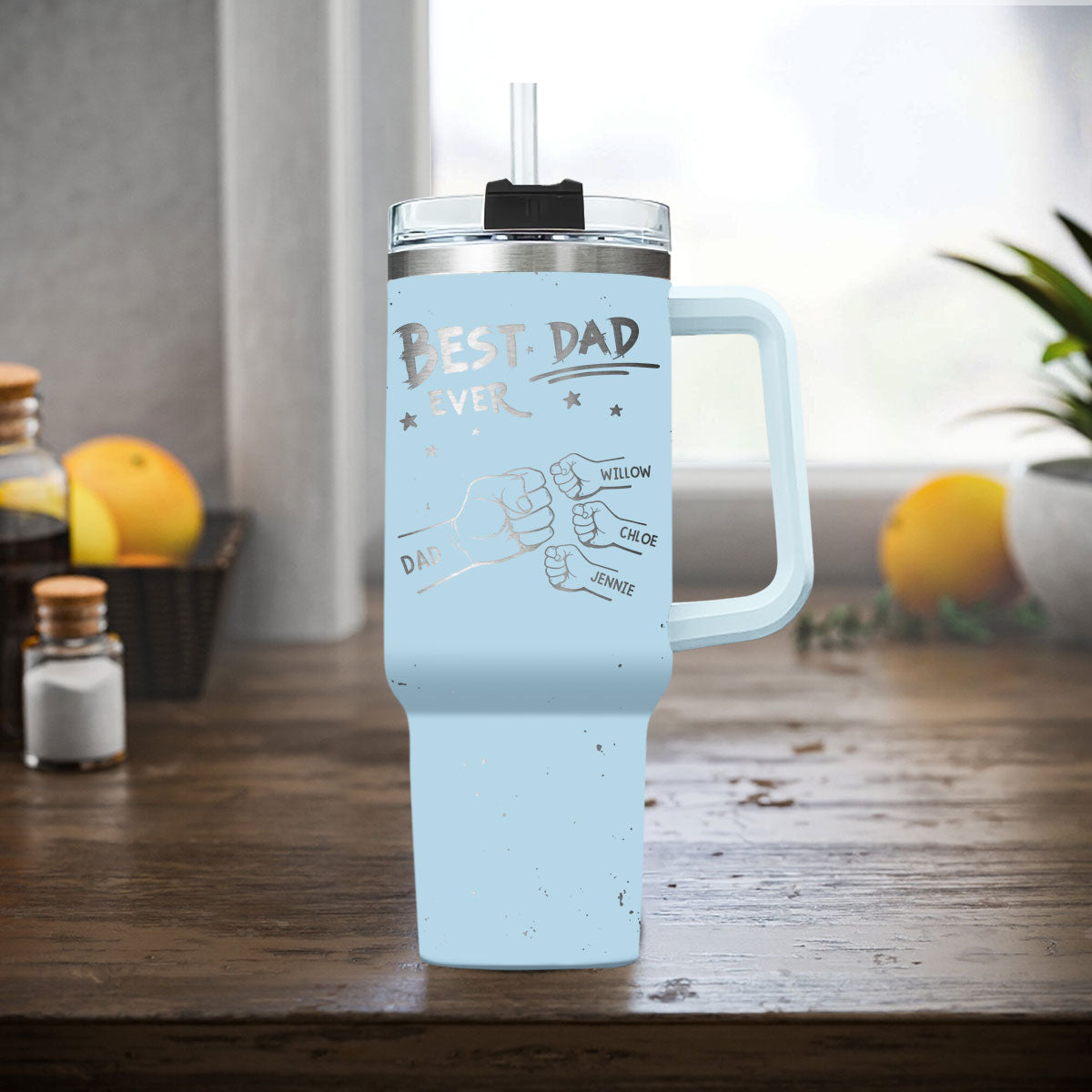 Handsome Dad Ever - Personalized Custom Engraved 40oz Tumbler With Handle