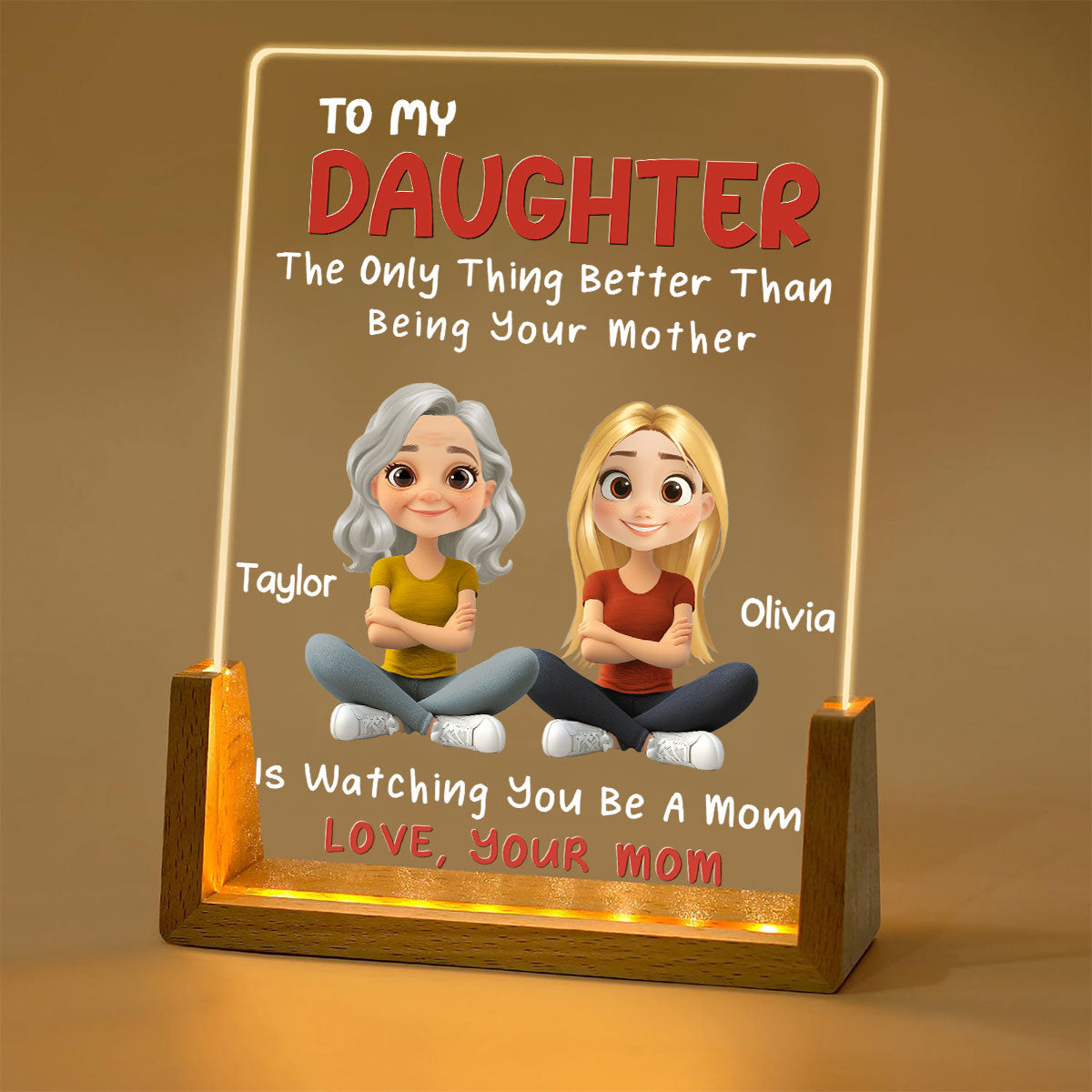 To My Daughter - Personalized Custom Plaque With Walnut Base