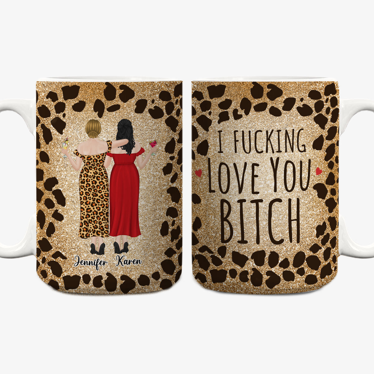 I Love My Friend Leopard - Personalized Custom Coffee Mug