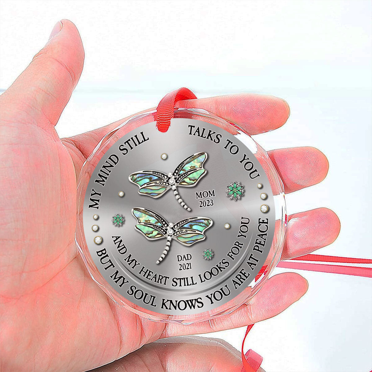 Dragonfly My Mind My Heart My Soul - Personalized Custom Glass Ornament