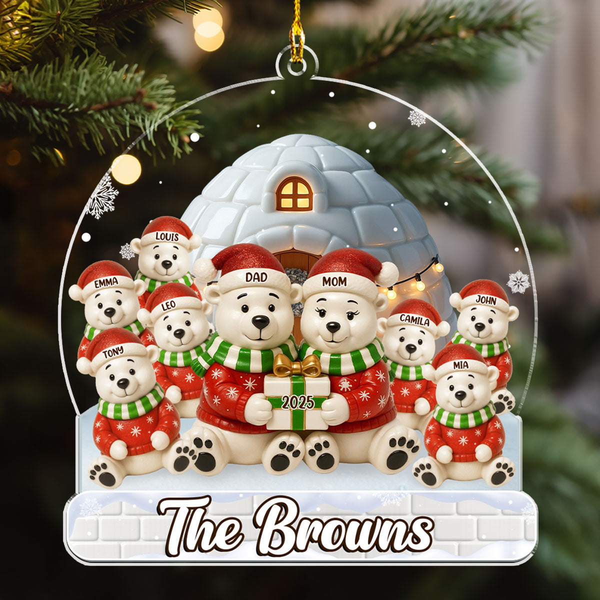 Holly Jolly Family Time - Personalized Custom Acrylic Ornament