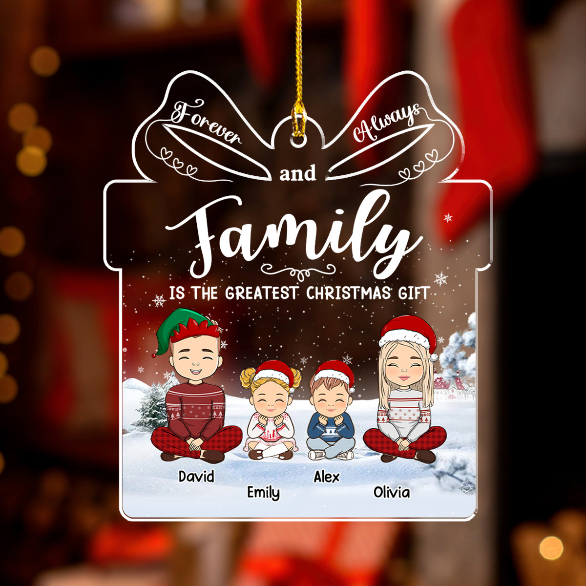 Forever And Always Family - Personalized Custom Acrylic Ornament