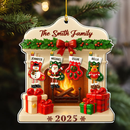 Jolly Stockings Hanging - Personalized Custom Acrylic Ornament
