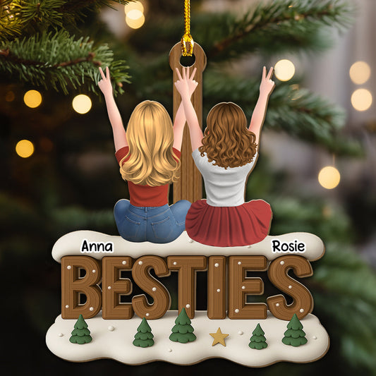 Besties Since Forever - Personalized Custom 3D Effect Wood Ornament