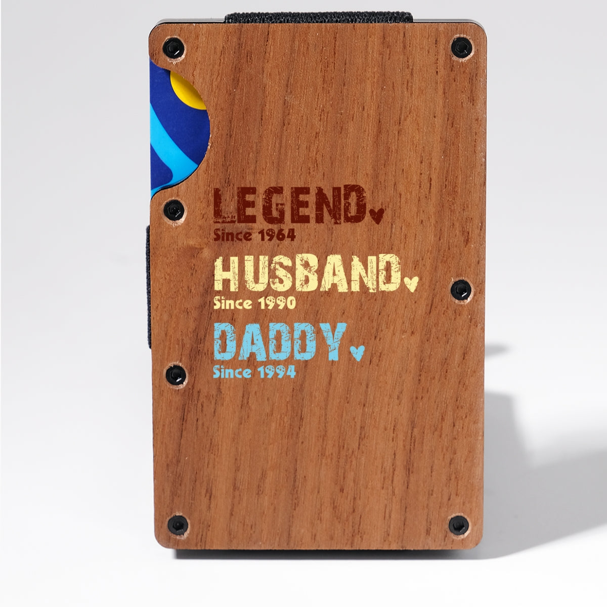 Legend Husband Dad Grandpa - Personalized Custom Wooden Card Holder