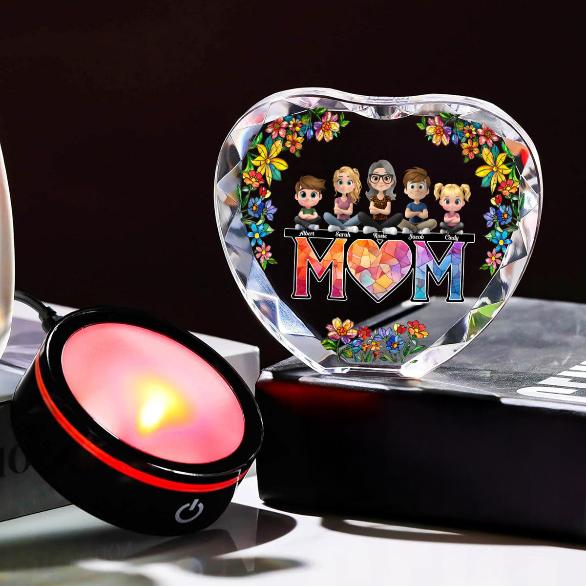Mommy And Children - Personalized Custom Crystal Led Light