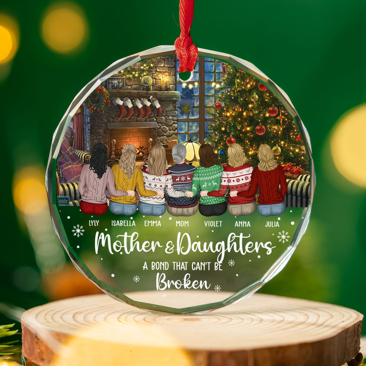 The Bond Between A Girl And Her Mom - Personalized Custom Glass Ornament