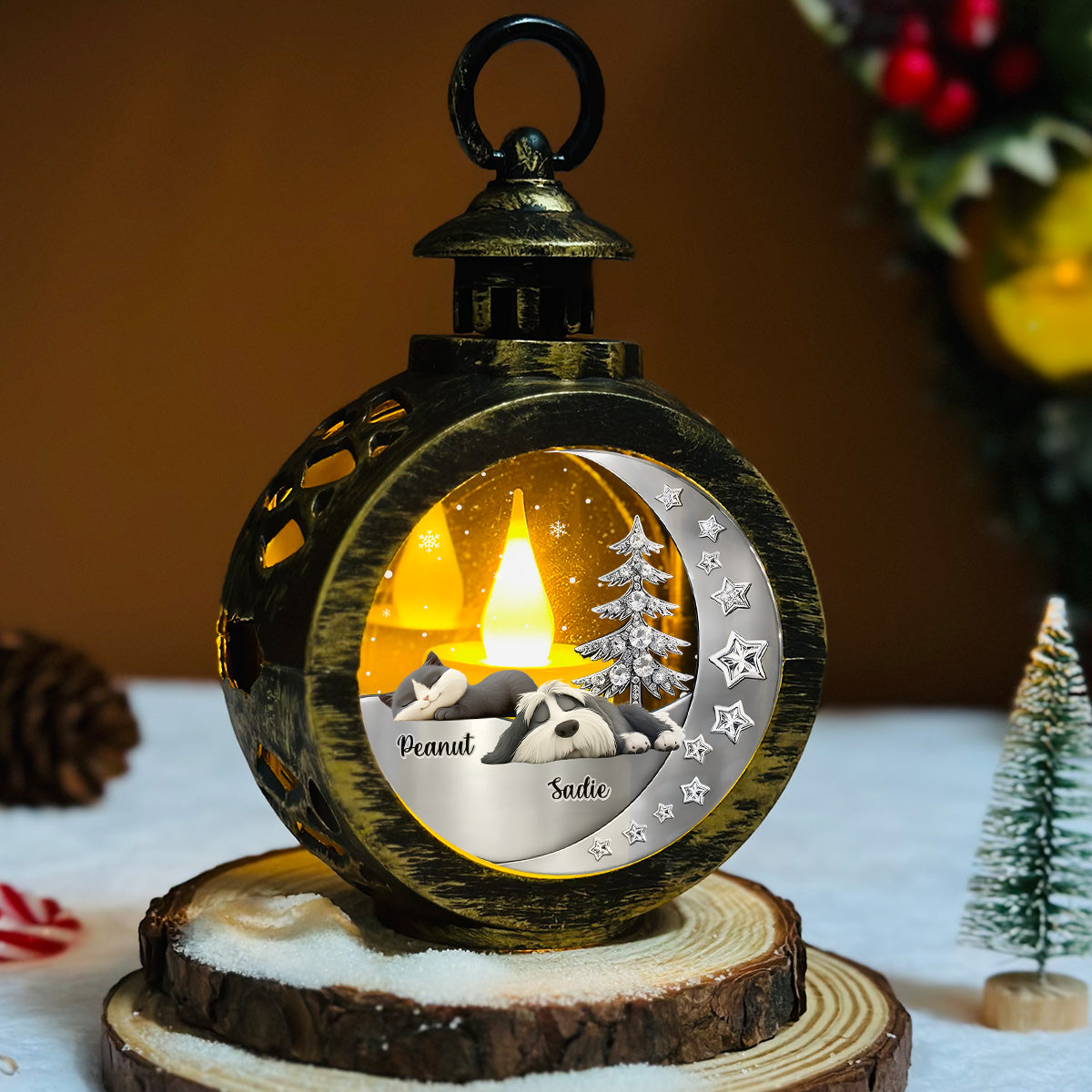 Beside My Babies - Personalized Custom 3D Effect Christmas Lantern