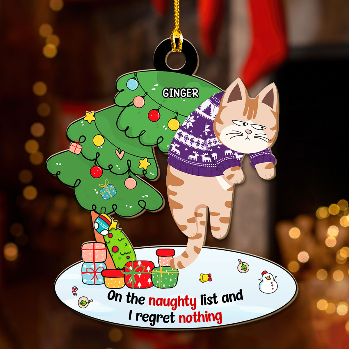 Regret Nothing - Personalized Custom Wood Ornament
