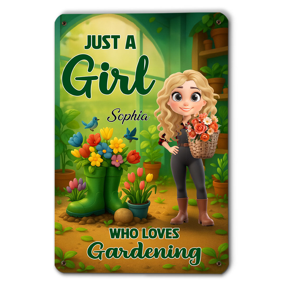 Just A Girl Who Loves Gardening - Personalized Custom Metal Sign