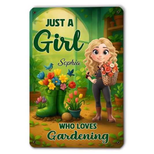Just A Girl Who Loves Gardening - Personalized Custom Metal Sign