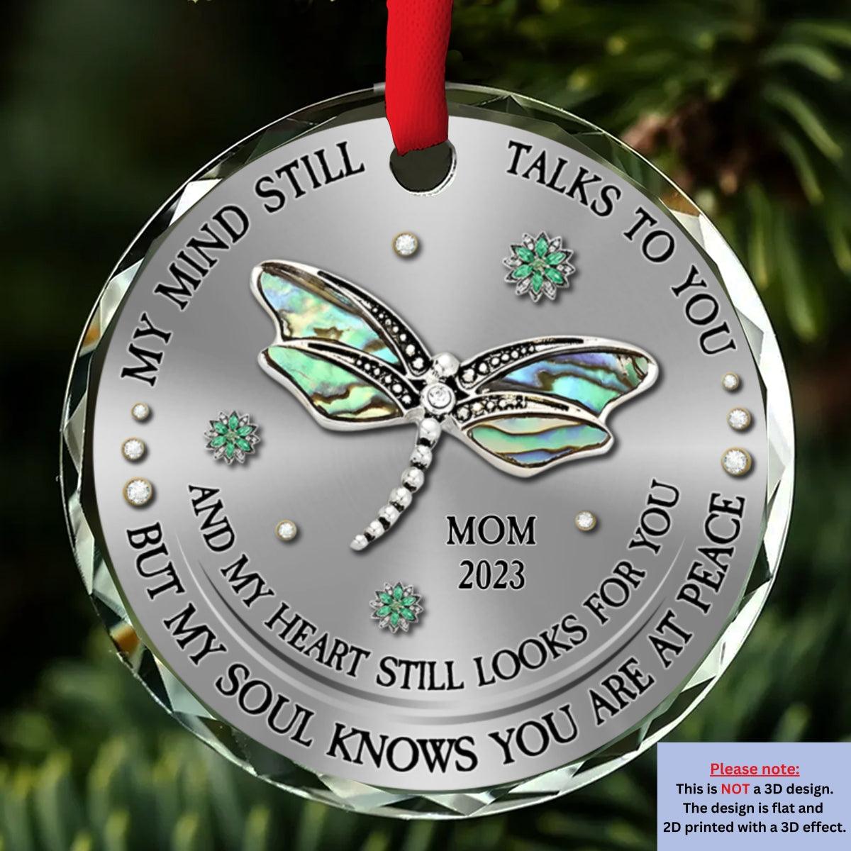 Dragonfly My Mind My Heart My Soul - Personalized Custom Glass Ornament