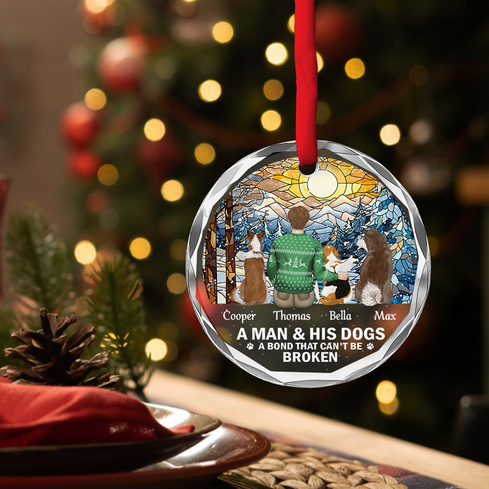 The Bond Between A Girl And Her Dog - Personalized Custom Glass Ornament