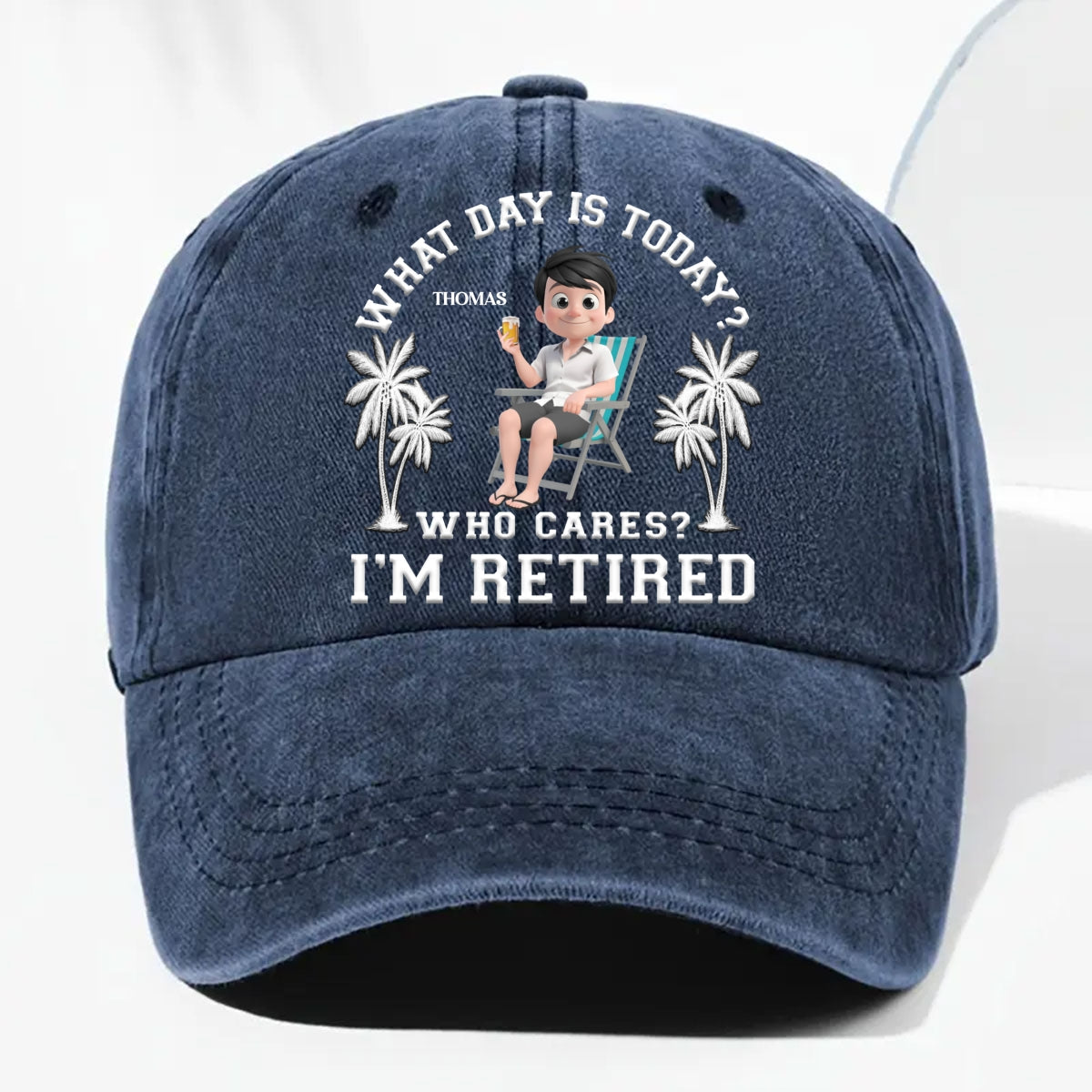 What Day Is Today - Personalized Custom Vintage Washed Denim Cap