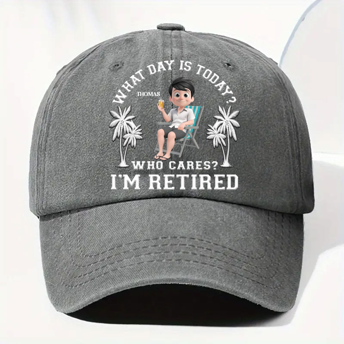 What Day Is Today - Personalized Custom Vintage Washed Denim Cap