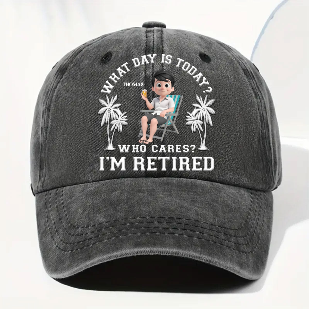 What Day Is Today - Personalized Custom Vintage Washed Denim Cap