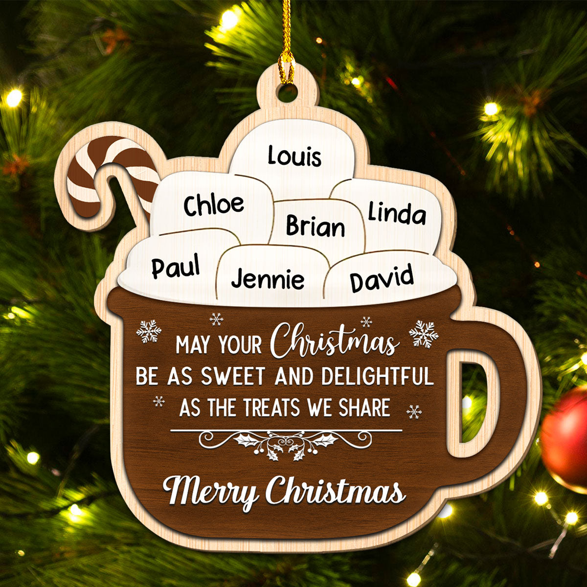 Hot Cocoa Sweet And Delightful - Personalized Custom Wood Ornament