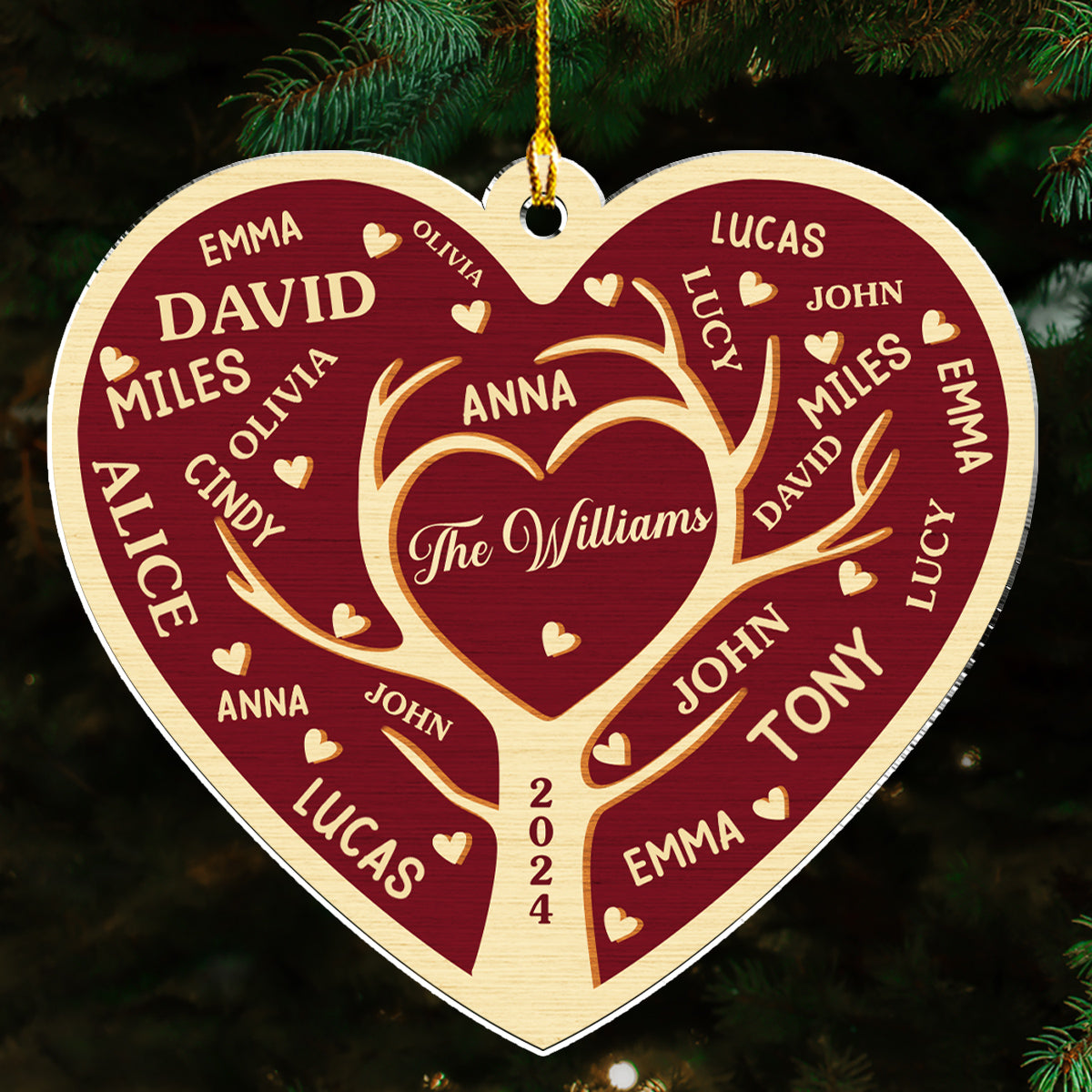 Heart Family - Personalized Custom Acrylic Ornament