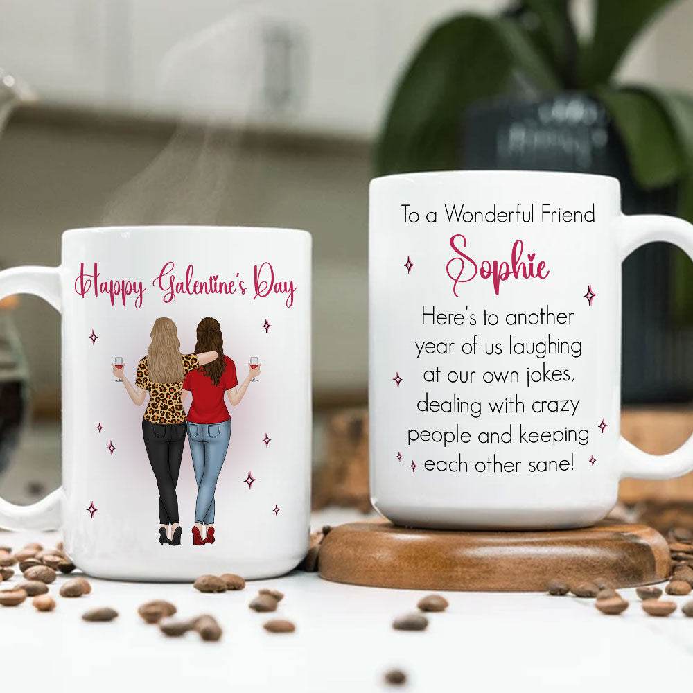 Galentines Valentines Besties - Personalized Custom Coffee Mug