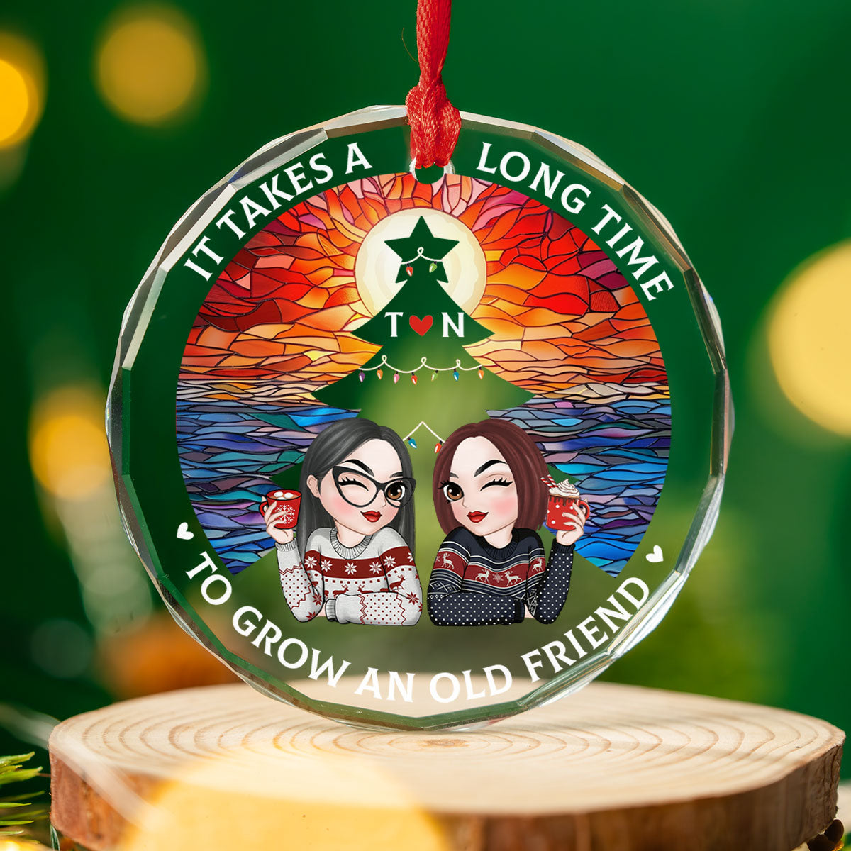 Grow Old Friend - Personalized Custom Glass Ornament