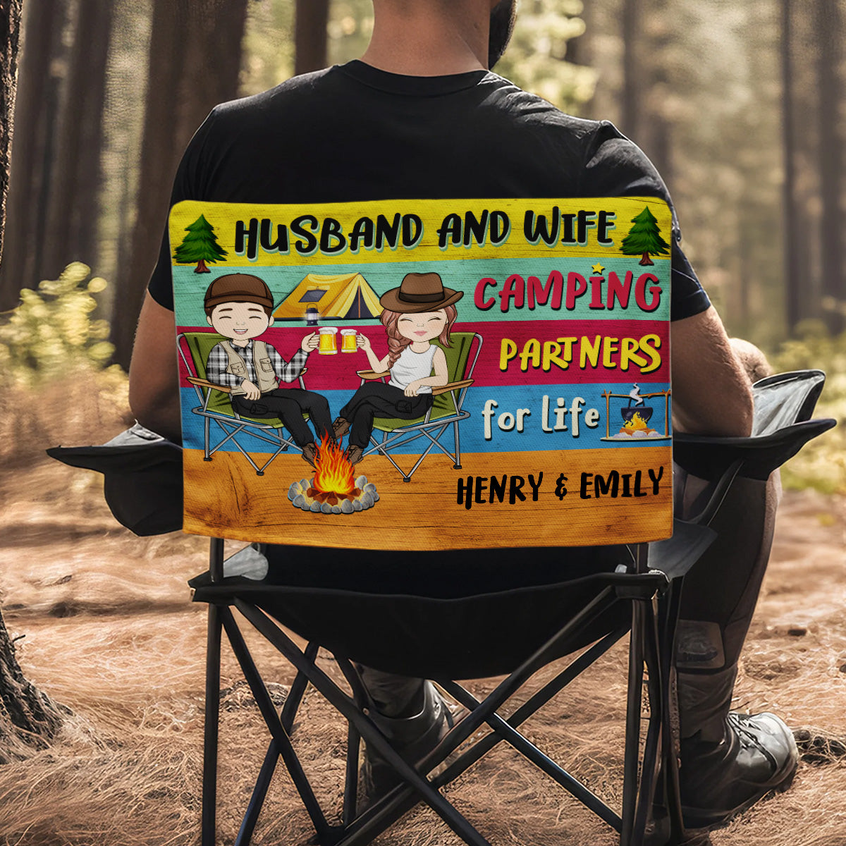 Husband And Wife Camping Partners - Personalized Custom Camping Chair Cover