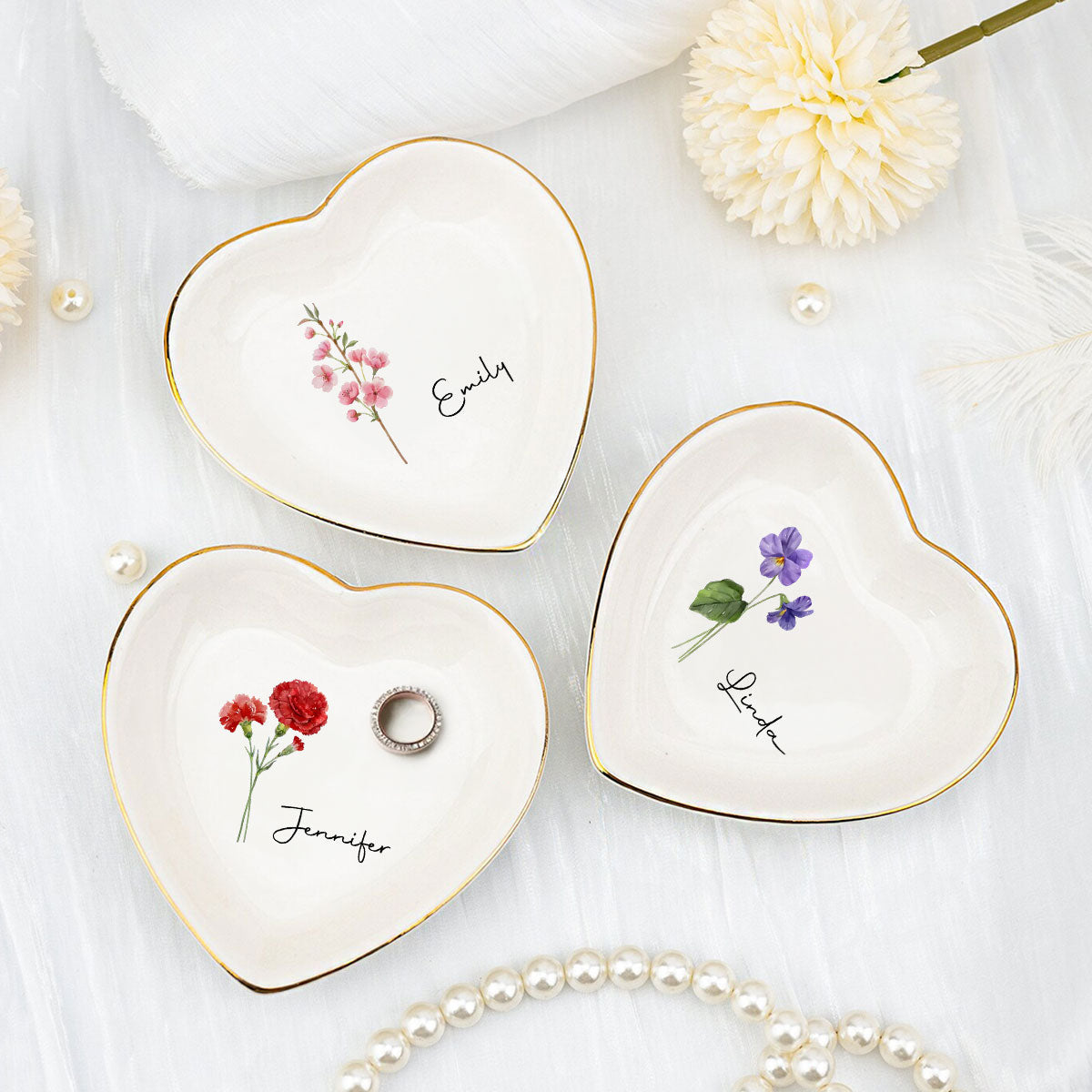 Friends Make Life Blossom With Joy - Personalized Custom Jewelry Dish