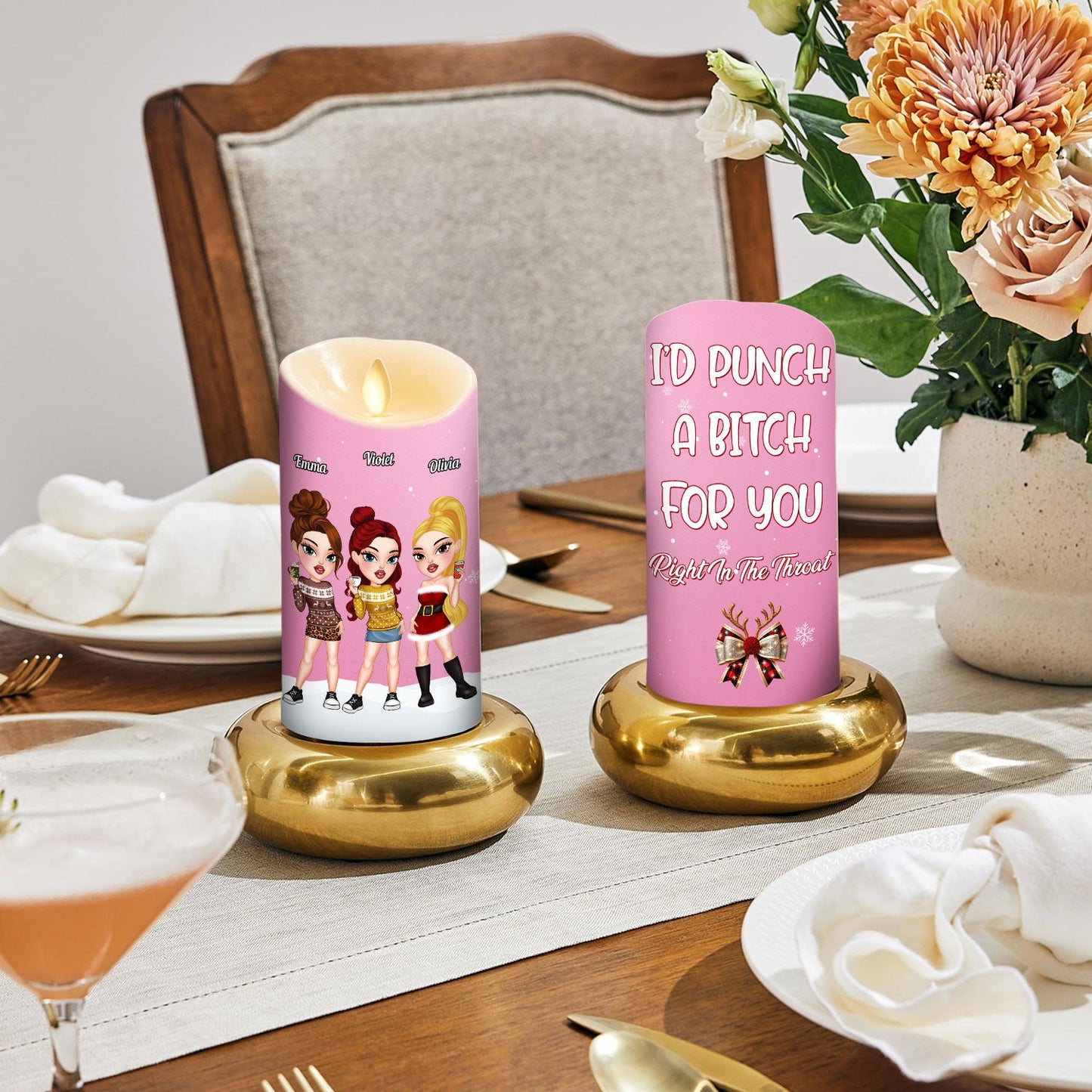 Punch A Bitch For You - Personalized Custom LED Candle