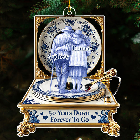 Love In Blue Toile - Personalized Custom Acrylic Ornament