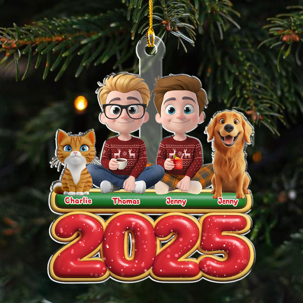 We And Our Pet Version 2 - Personalized Custom Acrylic Ornament