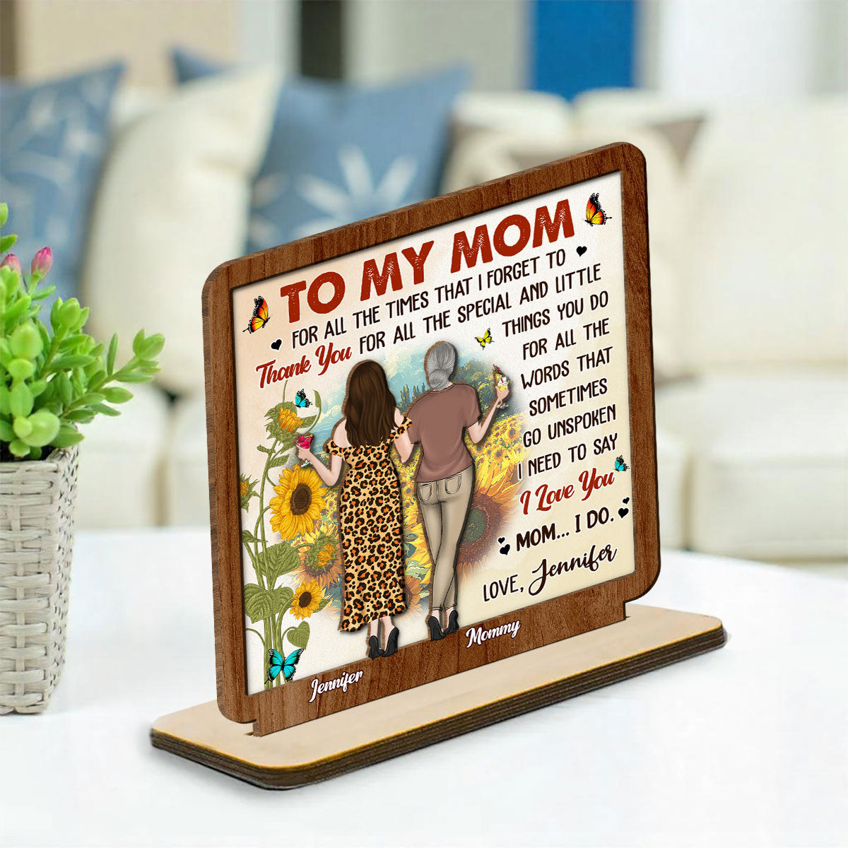 Forever Linked By Love - Personalized Custom 2-Layer Wood Plaque With Flat Base