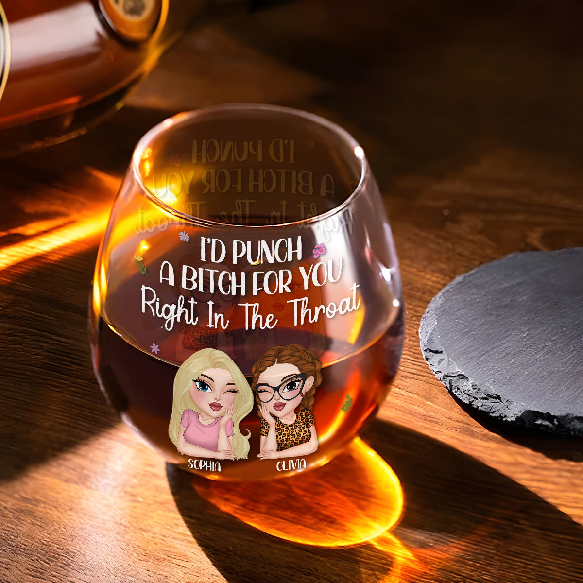 Right In The Throat - Personalized Custom Wine Glass