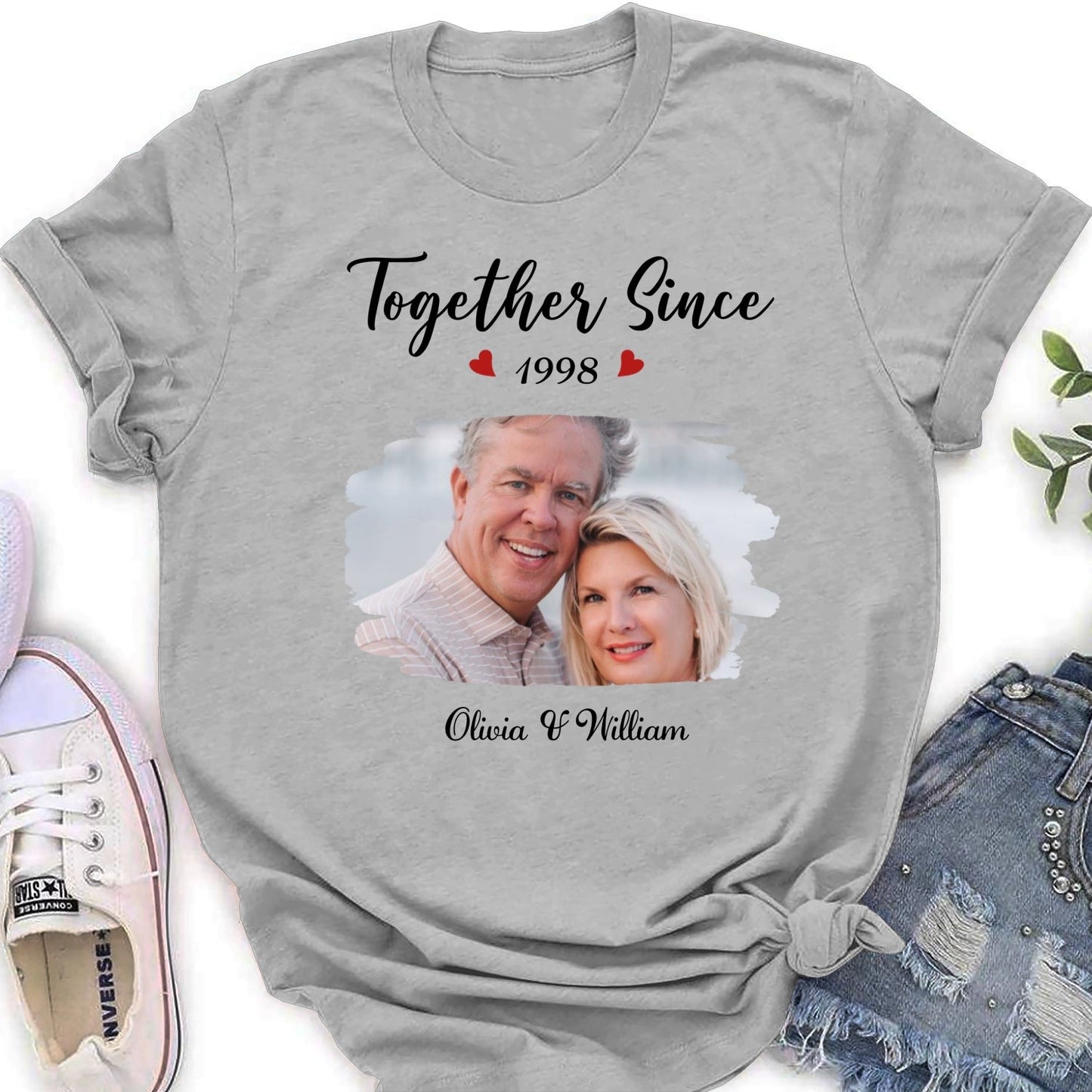 Together Since Husband Wife Photo - Personalized Custom Shirt