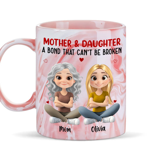 Mother And Daughter - Personalized Custom Pink Marble Mug