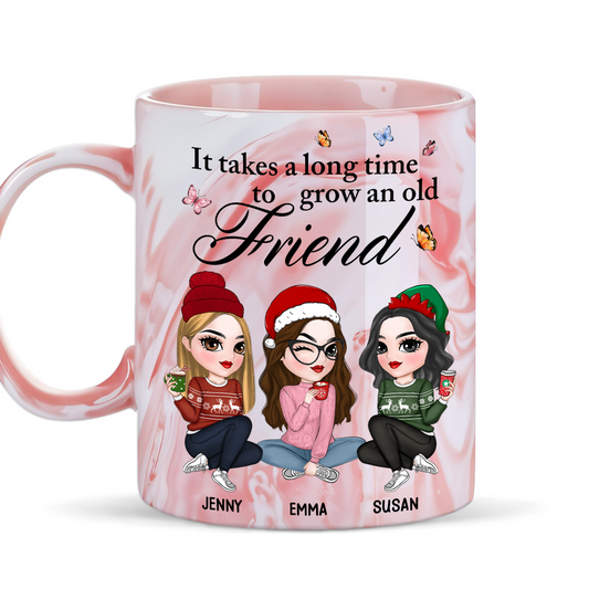 Lovely Besties - Personalized Custom Pink Marble Mug