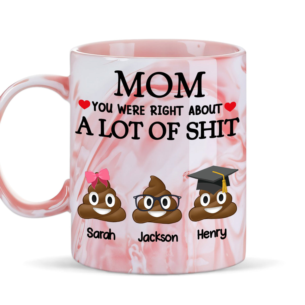Little Shits Of Mom - Personalized Custom Pink Marble Mug