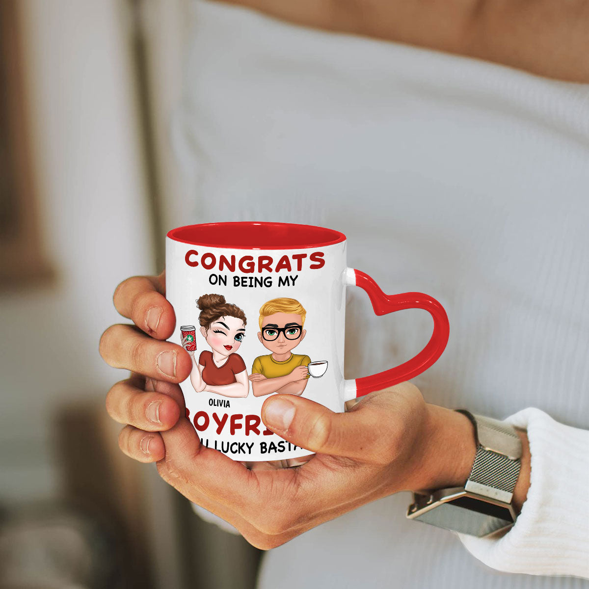 Always Love You - Personalized Custom Heart Handle Mug