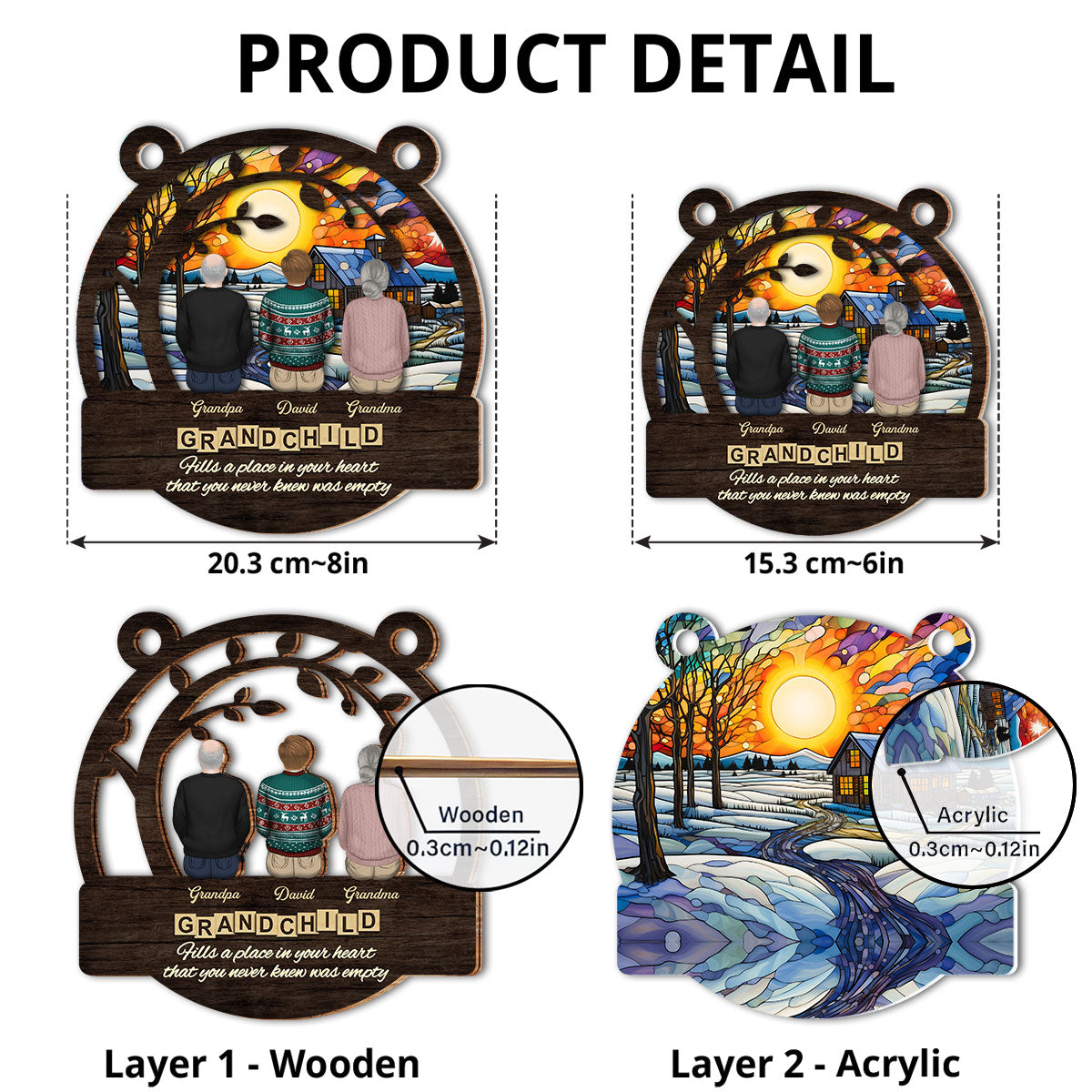 Grandparents And Grandkids Forever Linked Together - Personalized Custom Suncatcher