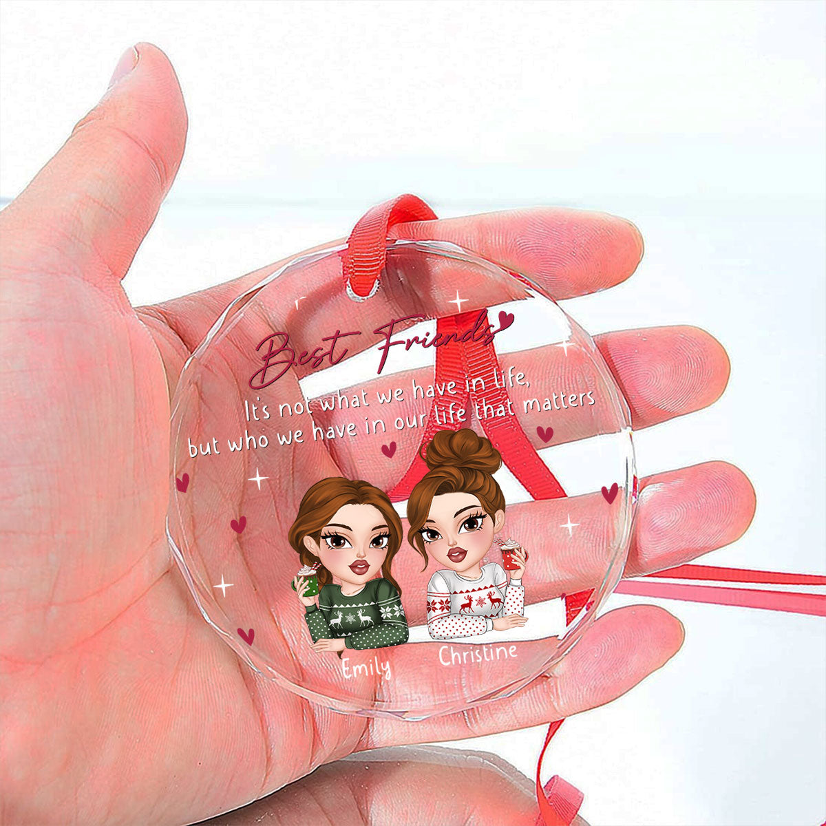 Best Friends In Our Life - Personalized Custom Glass Ornament