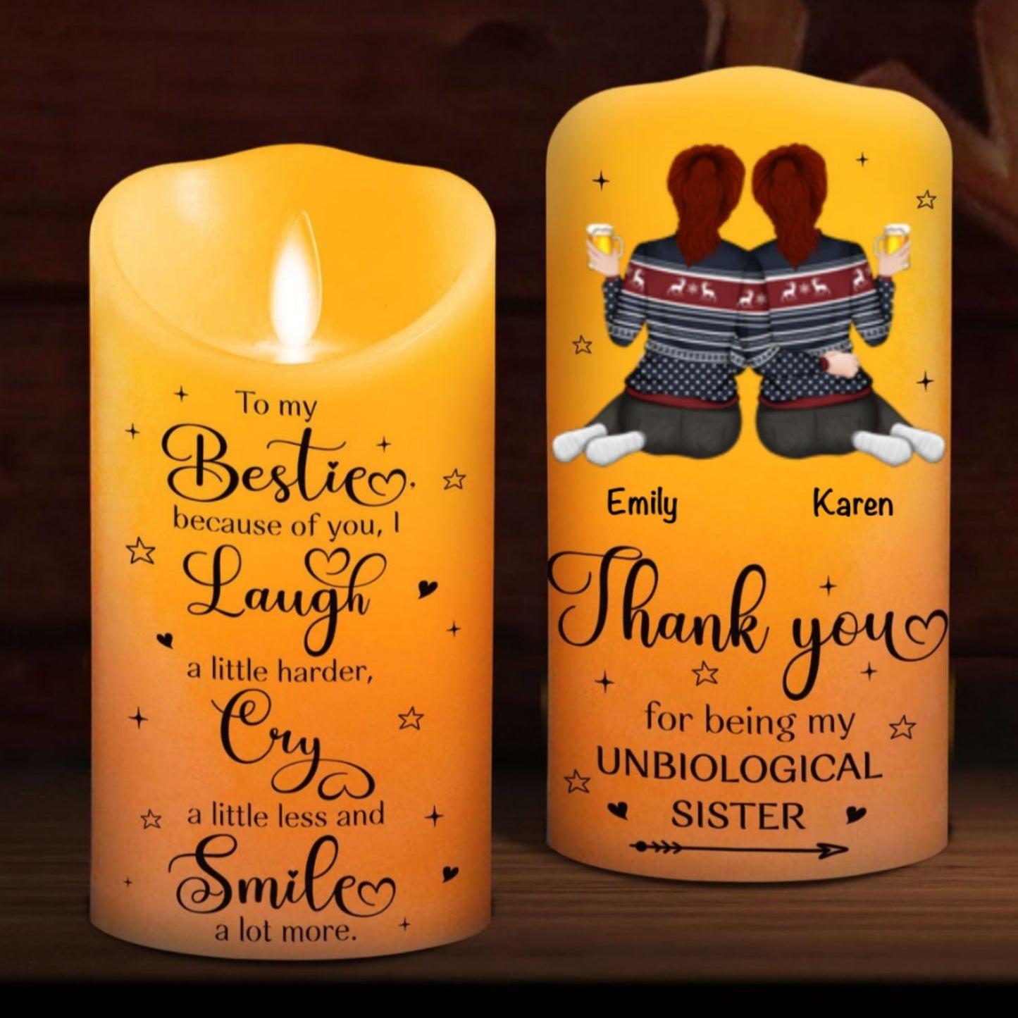Thank You For Being My Unbiological Sister - Personalized Custom LED Candle