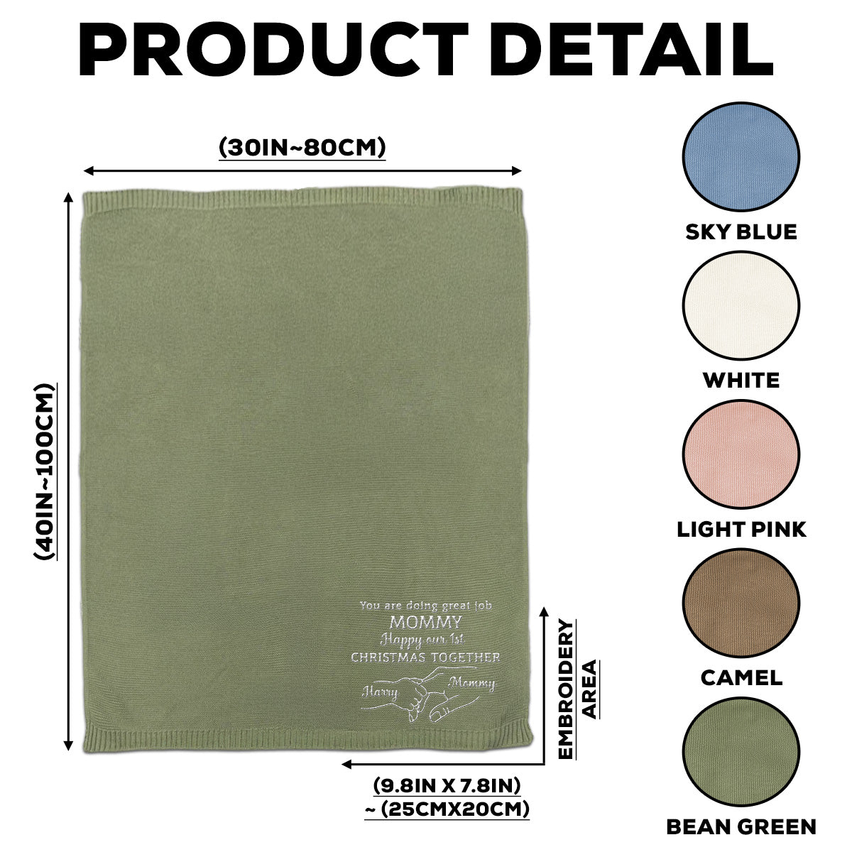 Christmas Together - Personalized Custom Embroidered Knitted Baby Blanket