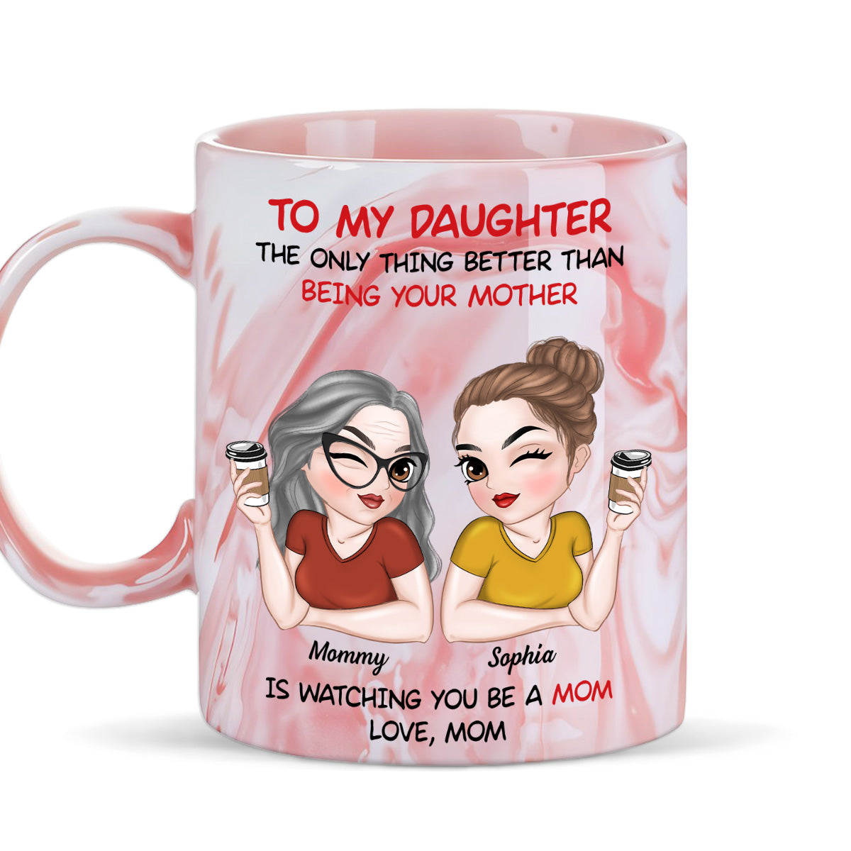 To My Daughter - Personalized Custom Pink Marble Mug