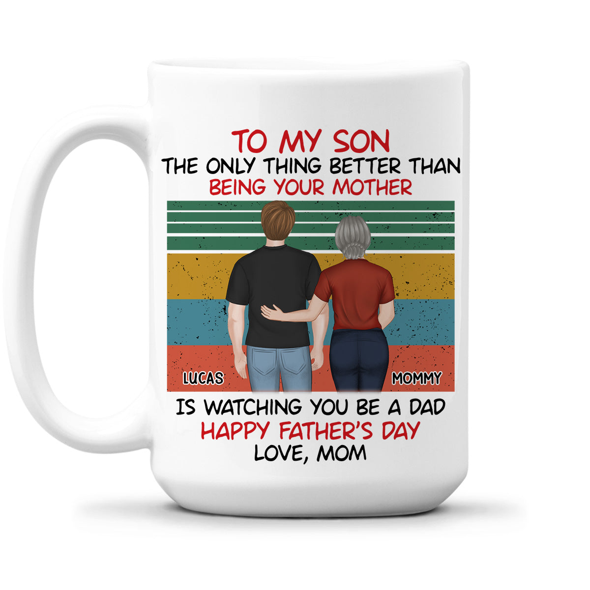 Awesome Son Better Dad Back View - Personalized Custom Coffee Mug