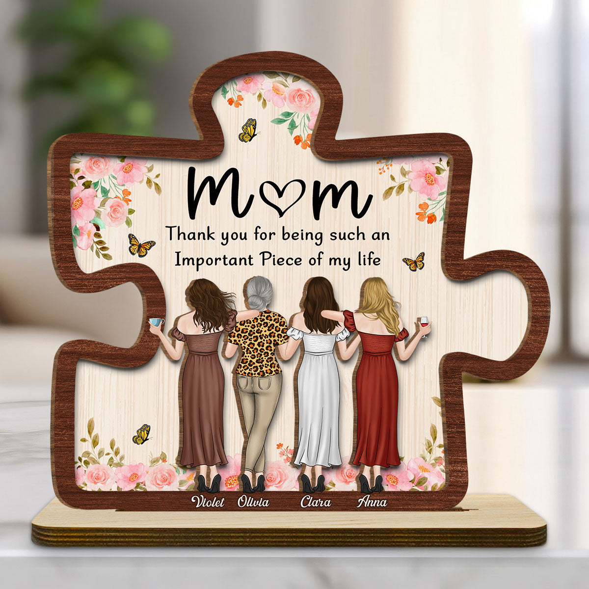 Important Piece - Personalized Custom 2-Layer Wood Plaque With Flat Base